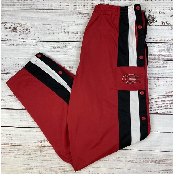 Vtg Georgia Bulldogs‎ Embroided Snap Tearaway Track Sweatpants Red Mens 2XL - Picture 1 of 4